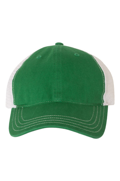 Richardson Hats 111 Mens Garment Washed Snapback Trucker Hat Kelly Green/White Flat Front