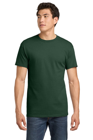 Gildan 5000 Mens Short Sleeve Crewneck T-Shirt Fan Dark Green Model Front