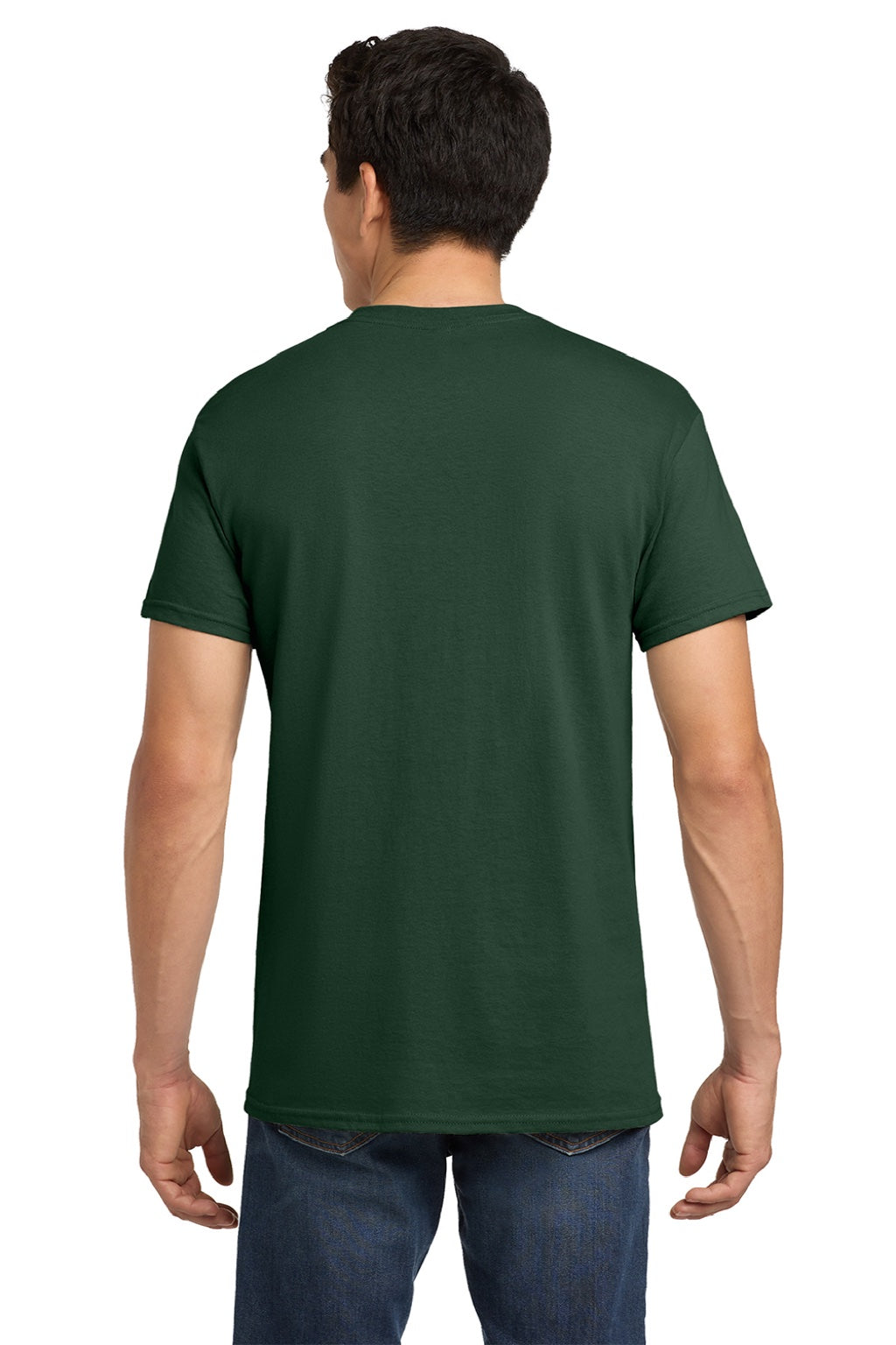 Gildan 5000 Mens Short Sleeve Crewneck T-Shirt Fan Dark Green Model Back