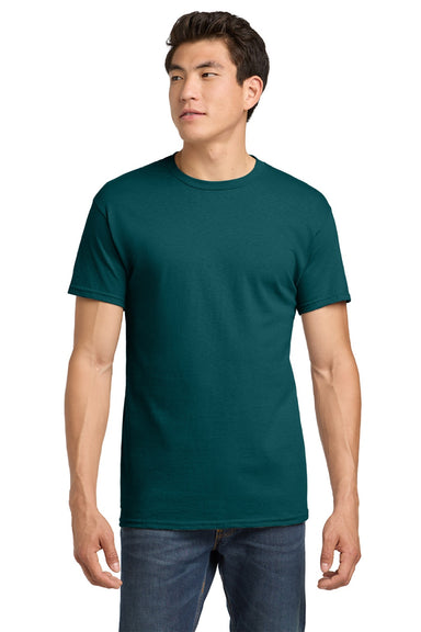 Gildan 5000 Mens Short Sleeve Crewneck T-Shirt Fan Marine Green Model Front