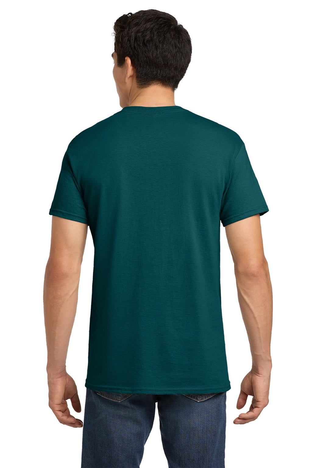 Gildan 5000 Mens Short Sleeve Crewneck T-Shirt Fan Marine Green Model Back