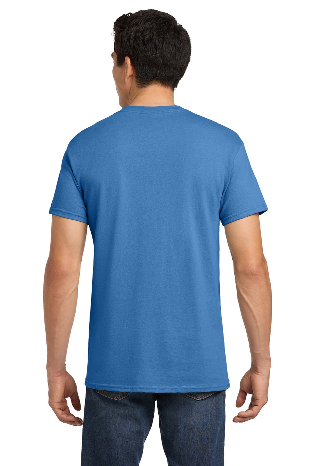 Gildan 5000 Mens Short Sleeve Crewneck T-Shirt Iris Blue Model Back