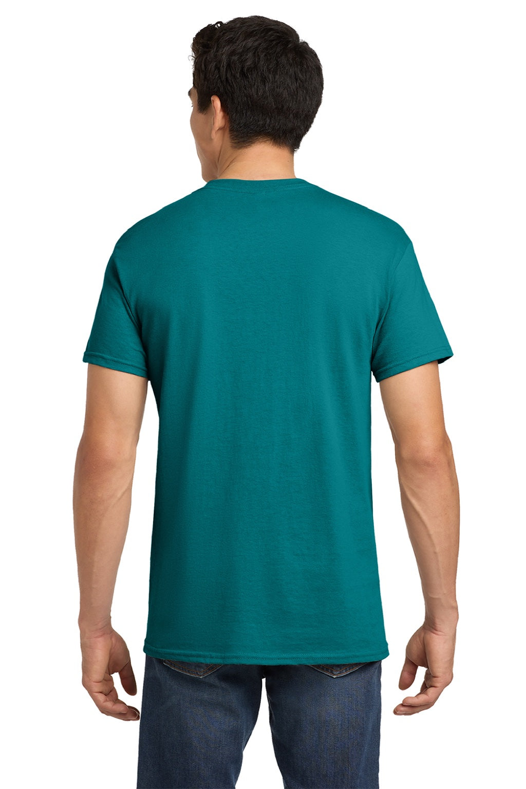 Gildan 5000 Mens Short Sleeve Crewneck T-Shirt Jade Dome Green Model Back