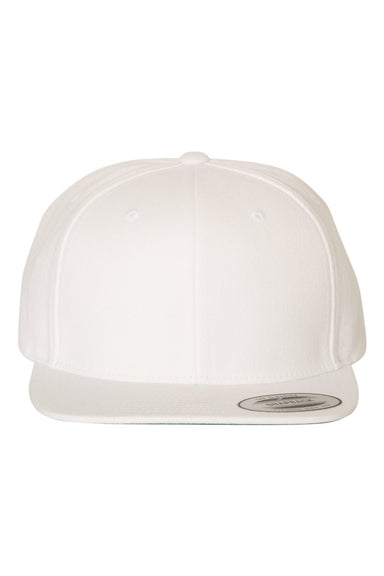 Yupoong 6089M Mens Premium Flat Bill Snapback Hat White Flat Front