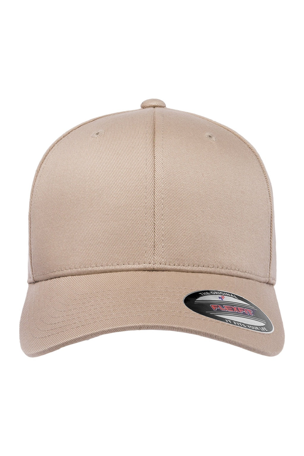 Flexfit Hats 6277 Mens Stretch Fit Hat Khaki Brown Flat Front