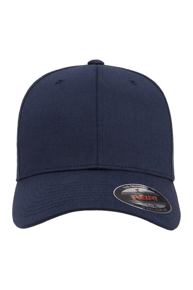 Flexfit Hats 6277 Mens Stretch Fit Hat Navy Blue Flat Front