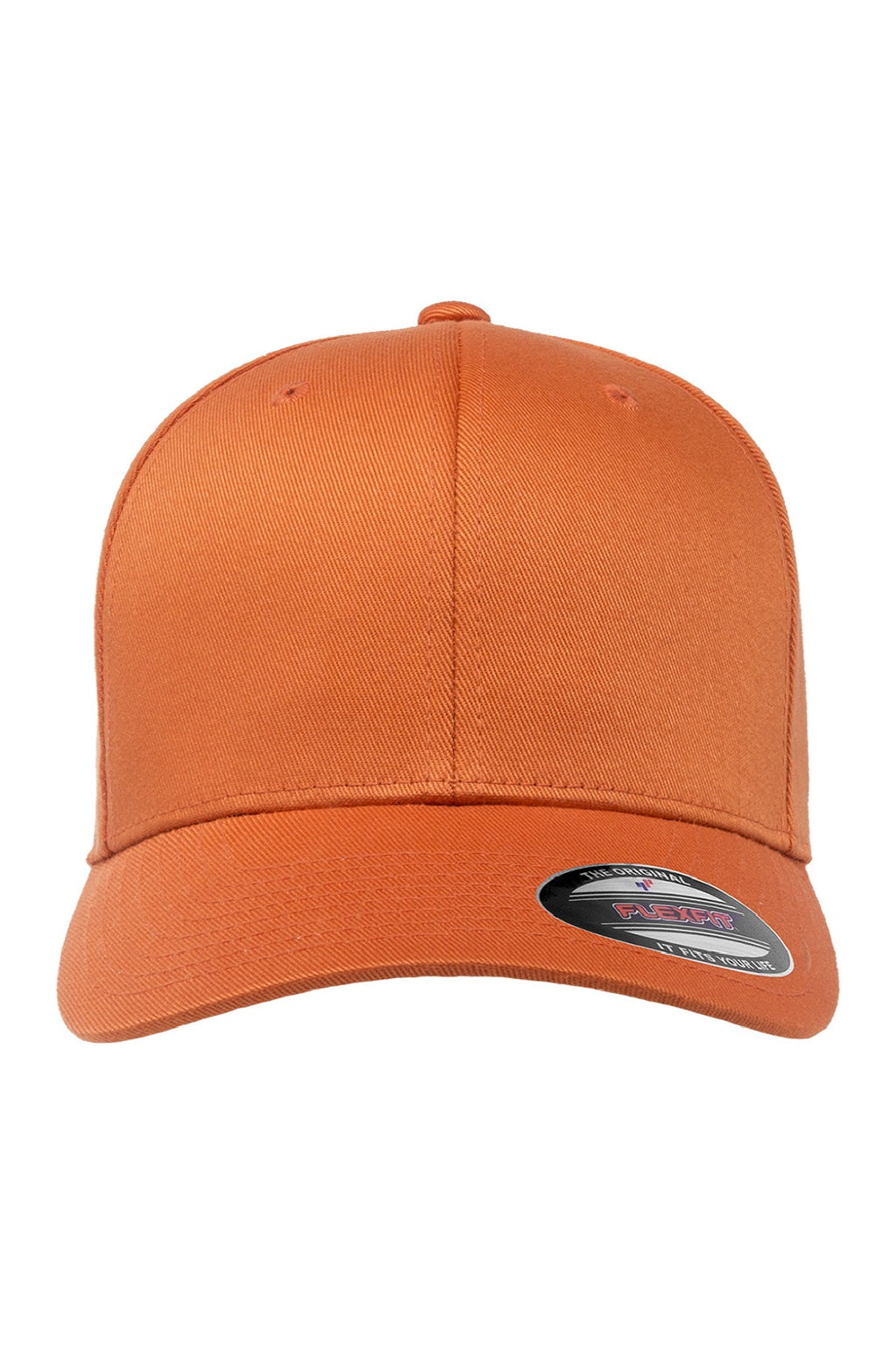 Flexfit Hats 6277 Mens Stretch Fit Hat Orange Flat Front