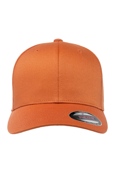 Flexfit Hats 6277 Mens Stretch Fit Hat Orange Flat Front
