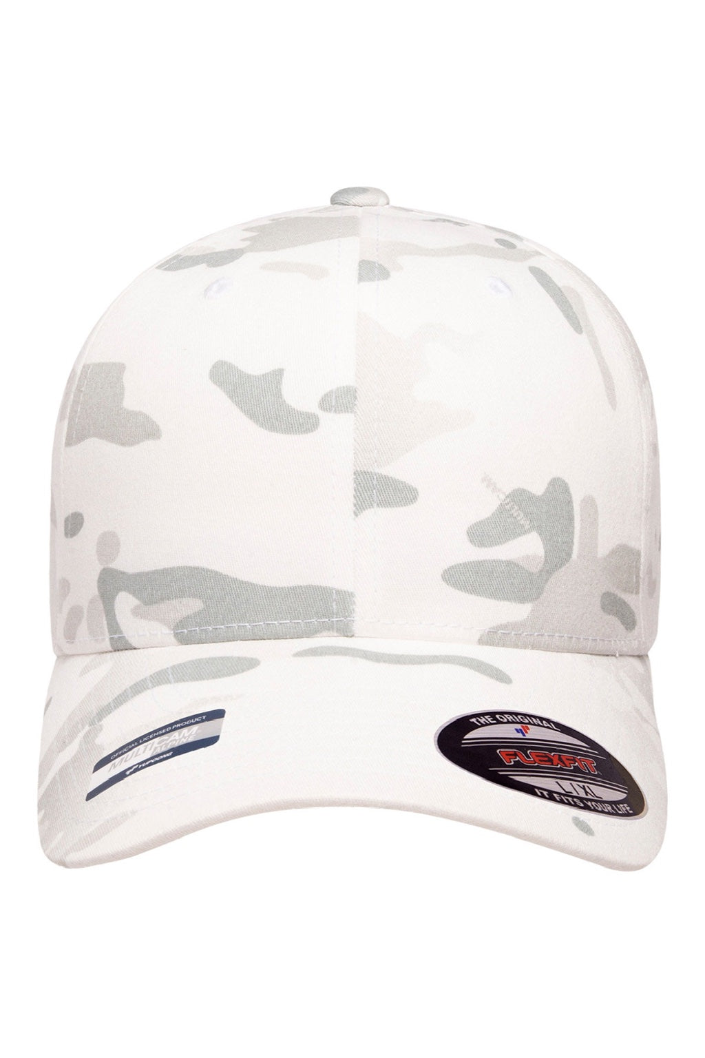Flexfit Hats 6277MC Mens Multicam Stretch Fit Hat Alpine White Camo Flat Front