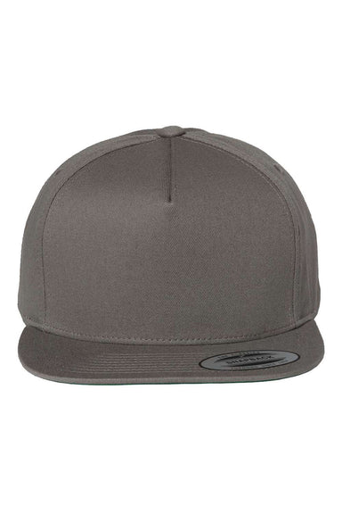 Yupoong 6007 Mens 5 Panel Cotton Twill Snapback Hat Dark Grey Flat Front