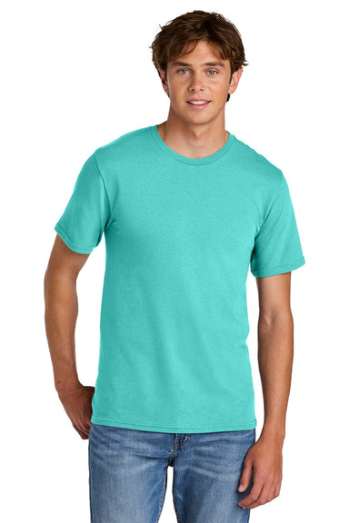 Port & Company PC43 Mens Short Sleeve Crewneck T-Shirt Aqua Blue Model Front
