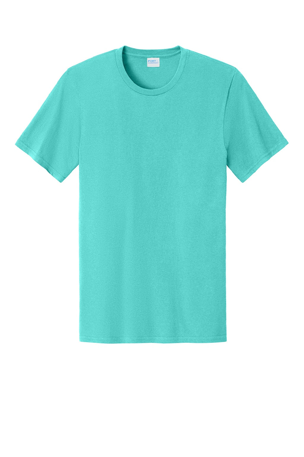 Port & Company PC43 Mens Short Sleeve Crewneck T-Shirt Aqua Blue Flat Front