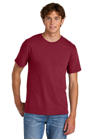 Port & Company PC43 Mens Short Sleeve Crewneck T-Shirt Cardinal Red Model Front