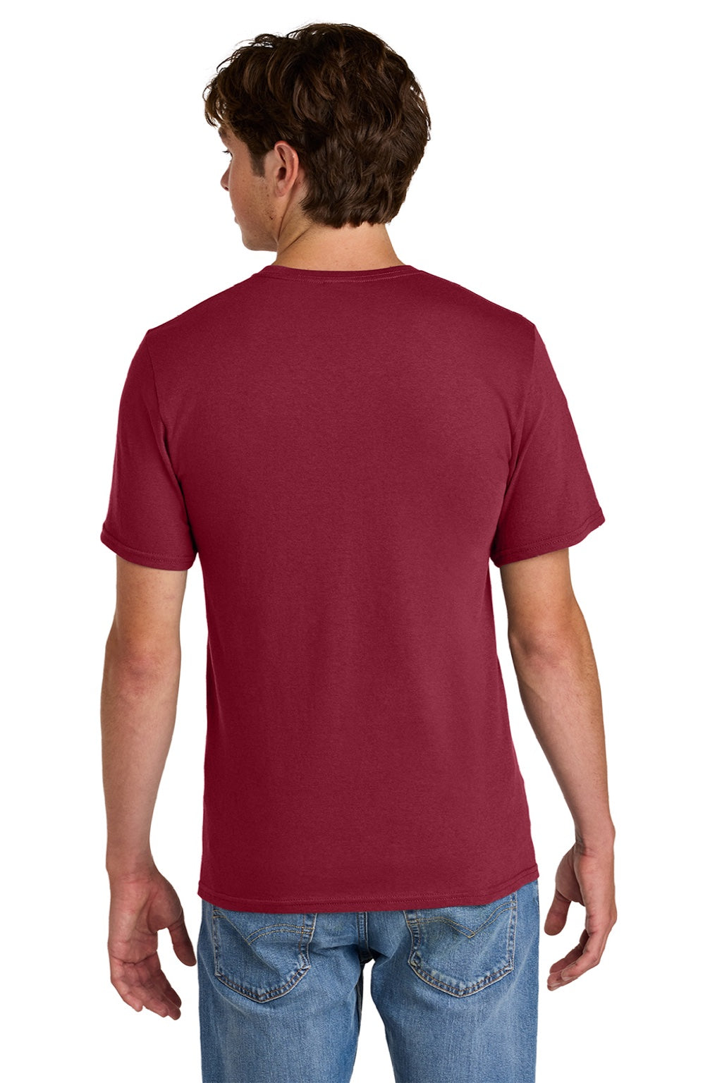Port & Company PC43 Mens Short Sleeve Crewneck T-Shirt Cardinal Red Model Back