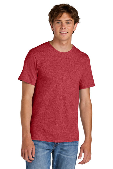 Port & Company PC43 Mens Short Sleeve Crewneck T-Shirt Heather Red Model Front