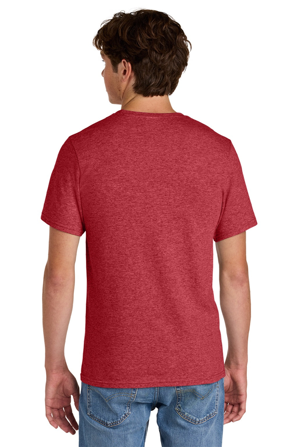 Port & Company PC43 Mens Short Sleeve Crewneck T-Shirt Heather Red Model Back