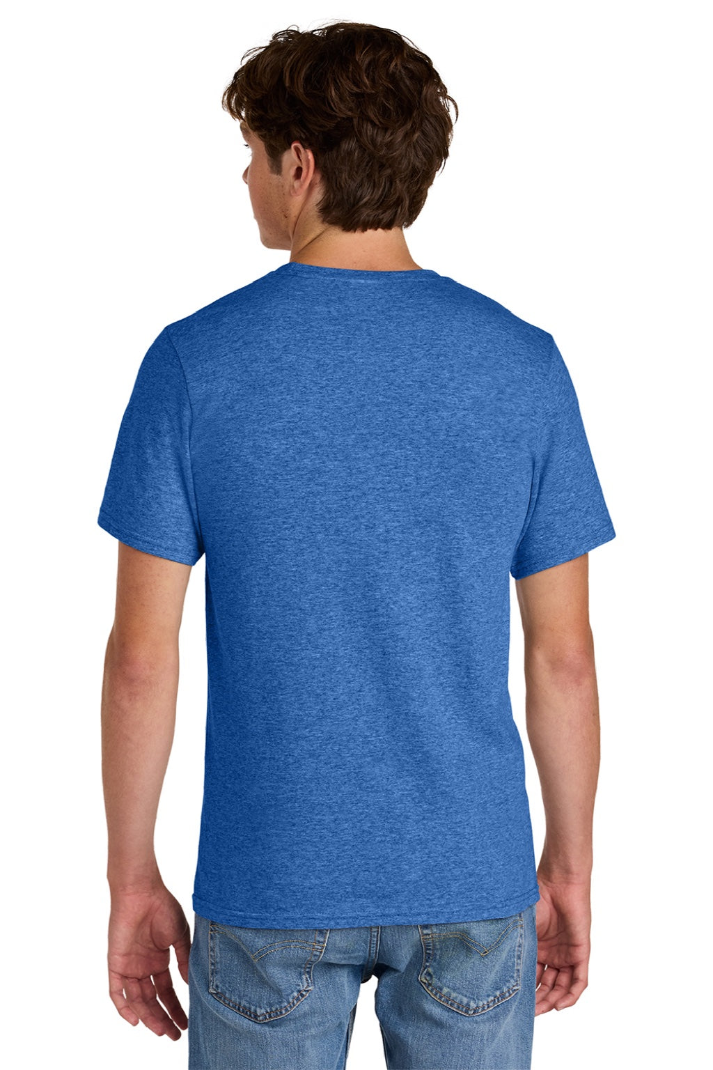Port & Company PC43 Mens Short Sleeve Crewneck T-Shirt Heather Royal Blue Model Back