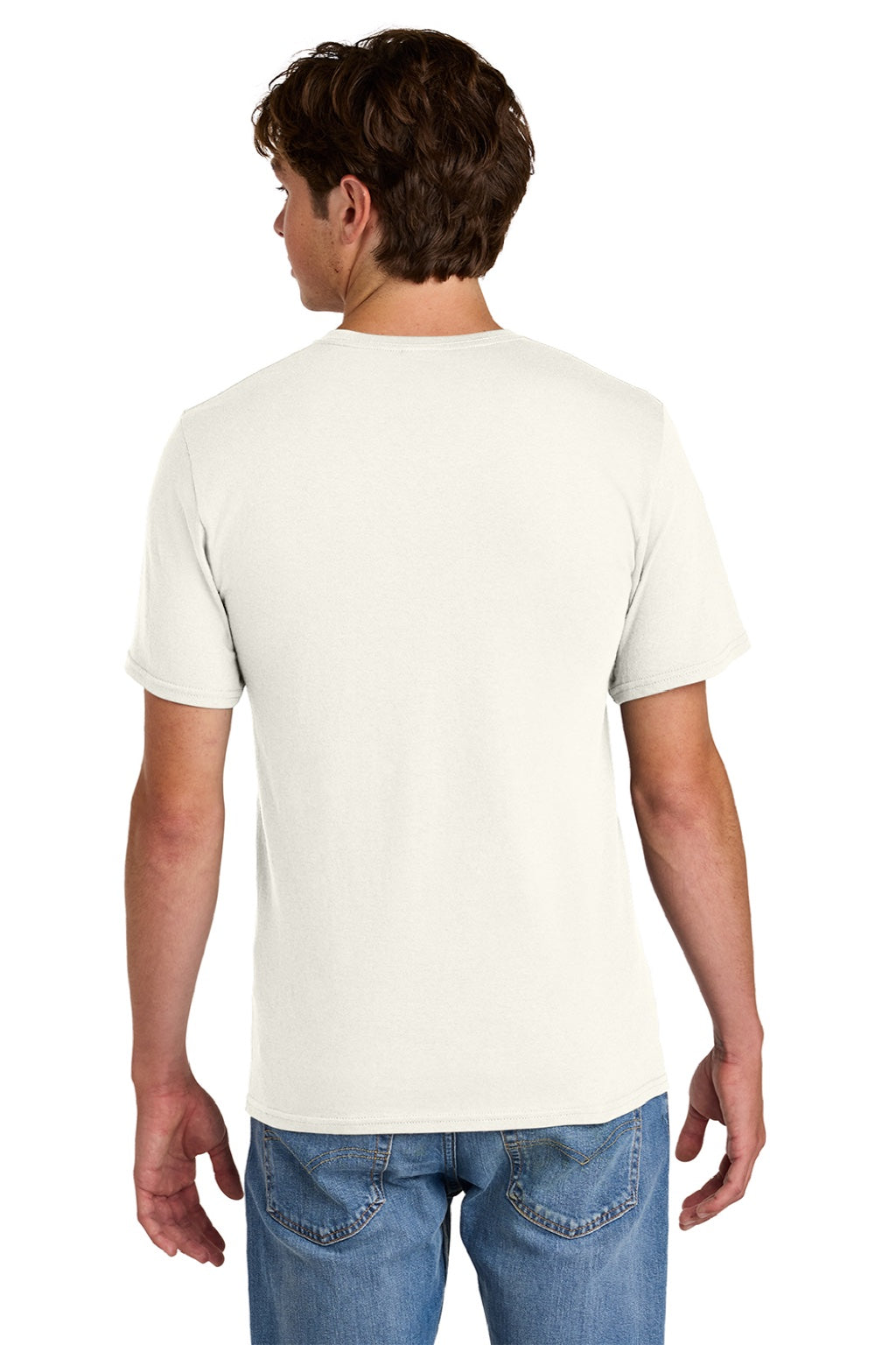 Port & Company PC43 Mens Short Sleeve Crewneck T-Shirt Ivory Model Back