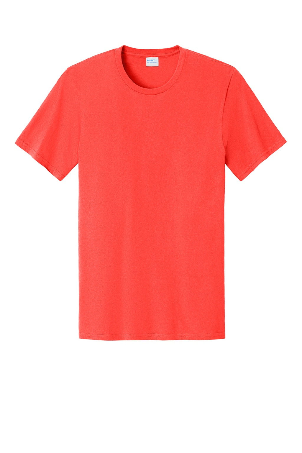 Port & Company PC43 Mens Short Sleeve Crewneck T-Shirt Neon Electric Coral Flat Front