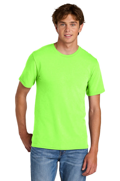 Port & Company PC43 Mens Short Sleeve Crewneck T-Shirt Neon Green Model Front