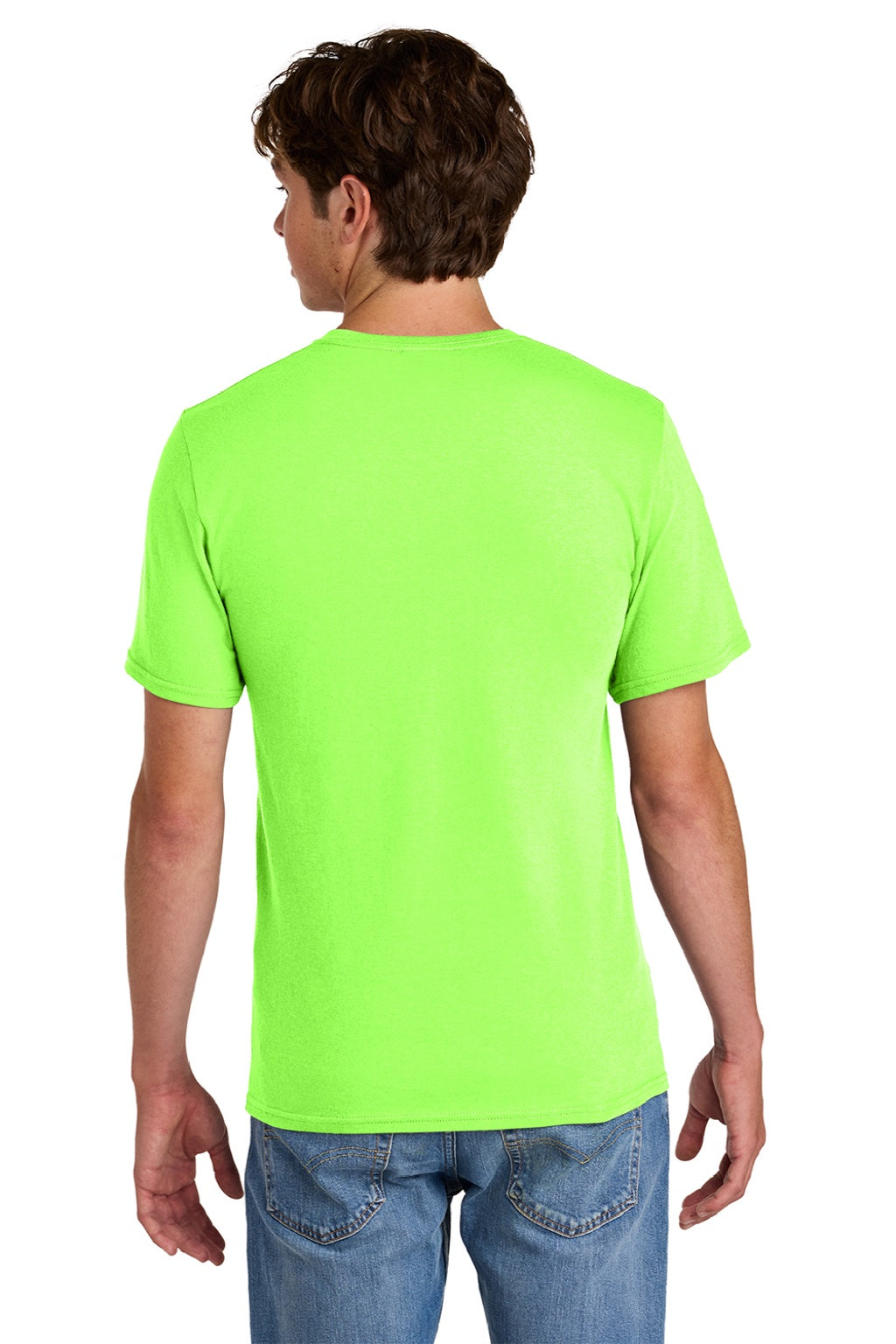 Port & Company PC43 Mens Short Sleeve Crewneck T-Shirt Neon Green Model Back