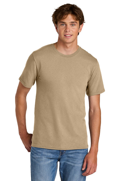 Port & Company PC43 Mens Short Sleeve Crewneck T-Shirt Sand Brown Model Front