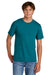 Port & Company PC43 Mens Short Sleeve Crewneck T-Shirt Teal Blue Model Front