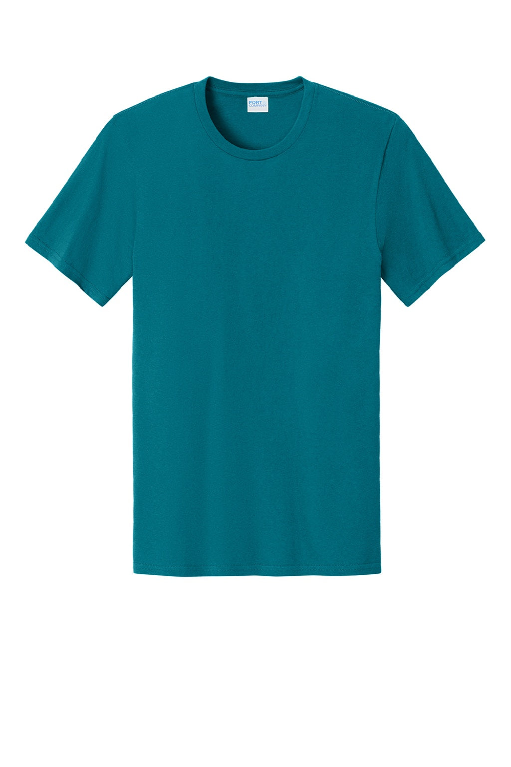Port & Company PC43 Mens Short Sleeve Crewneck T-Shirt Teal Blue Flat Front