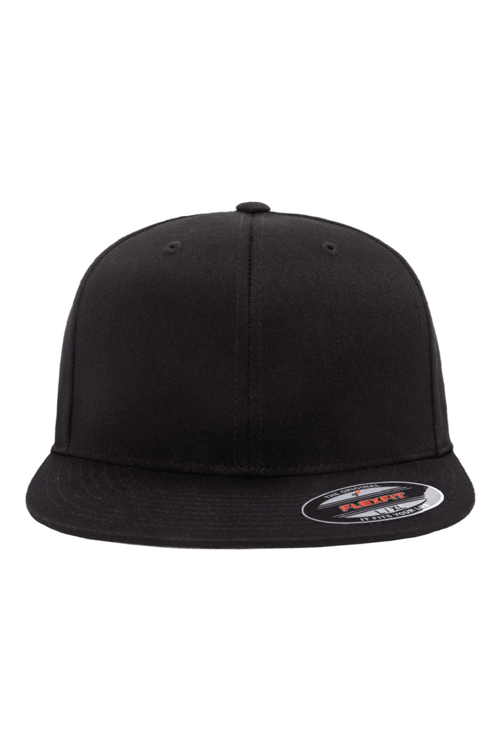 Flexfit Hats 6297F Mens Stretch Fit Hat Black Flat Front