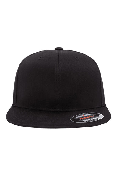 Flexfit Hats 6297F Mens Stretch Fit Hat Black Flat Front