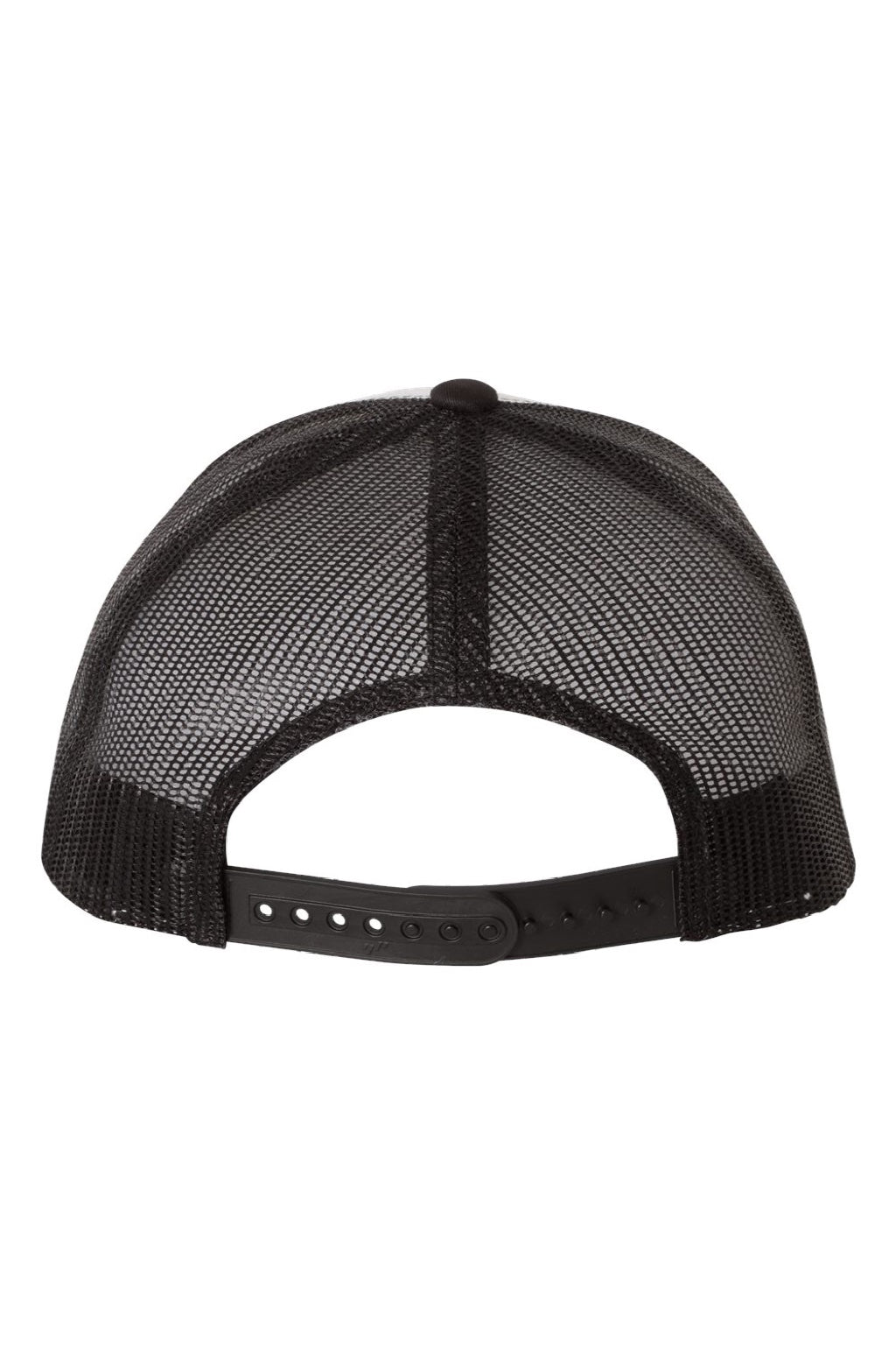 Yupoong Hats 6606 Mens Retro Snapback Trucker Hat Black/White/Black Flat Back