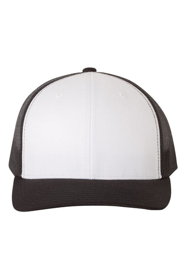 Yupoong 6606 Mens Retro Trucker Hat Black/White/Black Flat Front