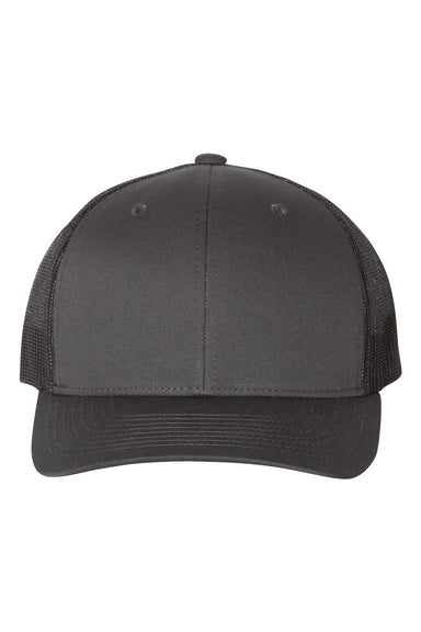 Yupoong 6606 Mens Retro Trucker Hat Charcoal Grey/Black Flat Front