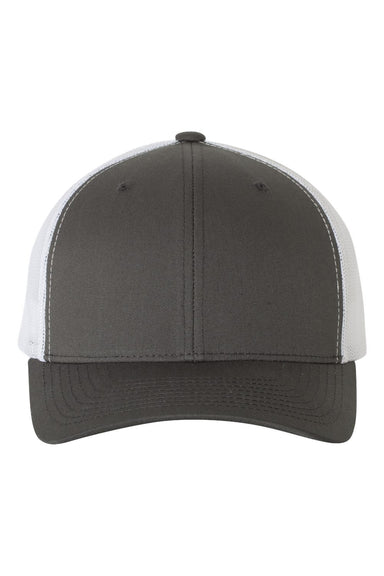 Yupoong 6606 Mens Retro Trucker Hat Charcoal Grey/White Flat Front