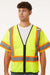 Kishigo 1565-1566 Mens Class 3 Mesh Zippered Vest Lime Green Model Front