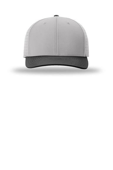Richardson Hats 632 Mens Laser Perf R-Flex Moisture Wicking Snapback Hat Grey/Grey/Black Flat Front