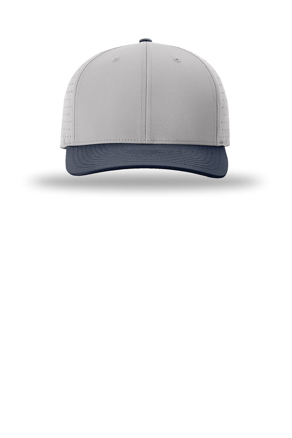 Richardson Hats 632 Mens Laser Perf R-Flex Moisture Wicking Snapback Hat Grey/Grey/Navy Blue Flat Front