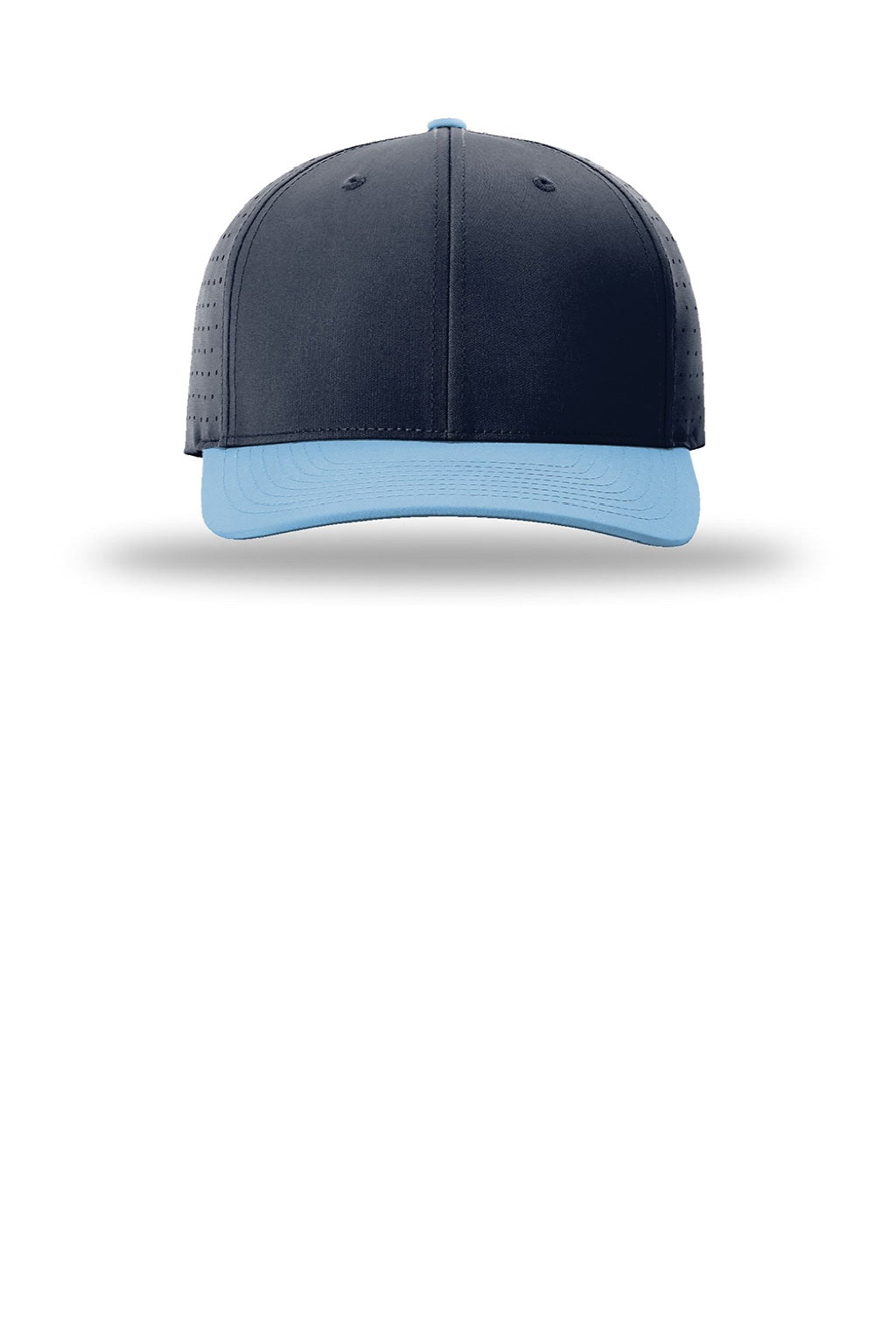Richardson Hats 632 Mens Laser Perf R-Flex Moisture Wicking Snapback Hat Navy Blue/Navy Blue/Columbia Blue Flat Front