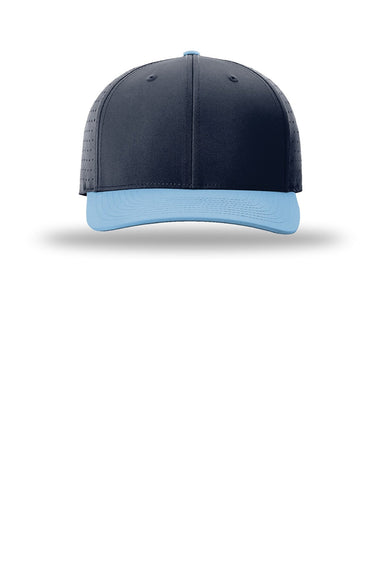 Richardson Hats 632 Mens Laser Perf R-Flex Moisture Wicking Snapback Hat Navy Blue/Navy Blue/Columbia Blue Flat Front