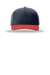 Richardson Hats 632 Mens Laser Perf R-Flex Moisture Wicking Snapback Hat Navy Blue/Navy Blue/Red Flat Front