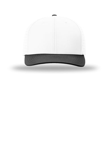 Richardson Hats 632 Mens Laser Perf R-Flex Moisture Wicking Snapback Hat White/White/Black Flat Front