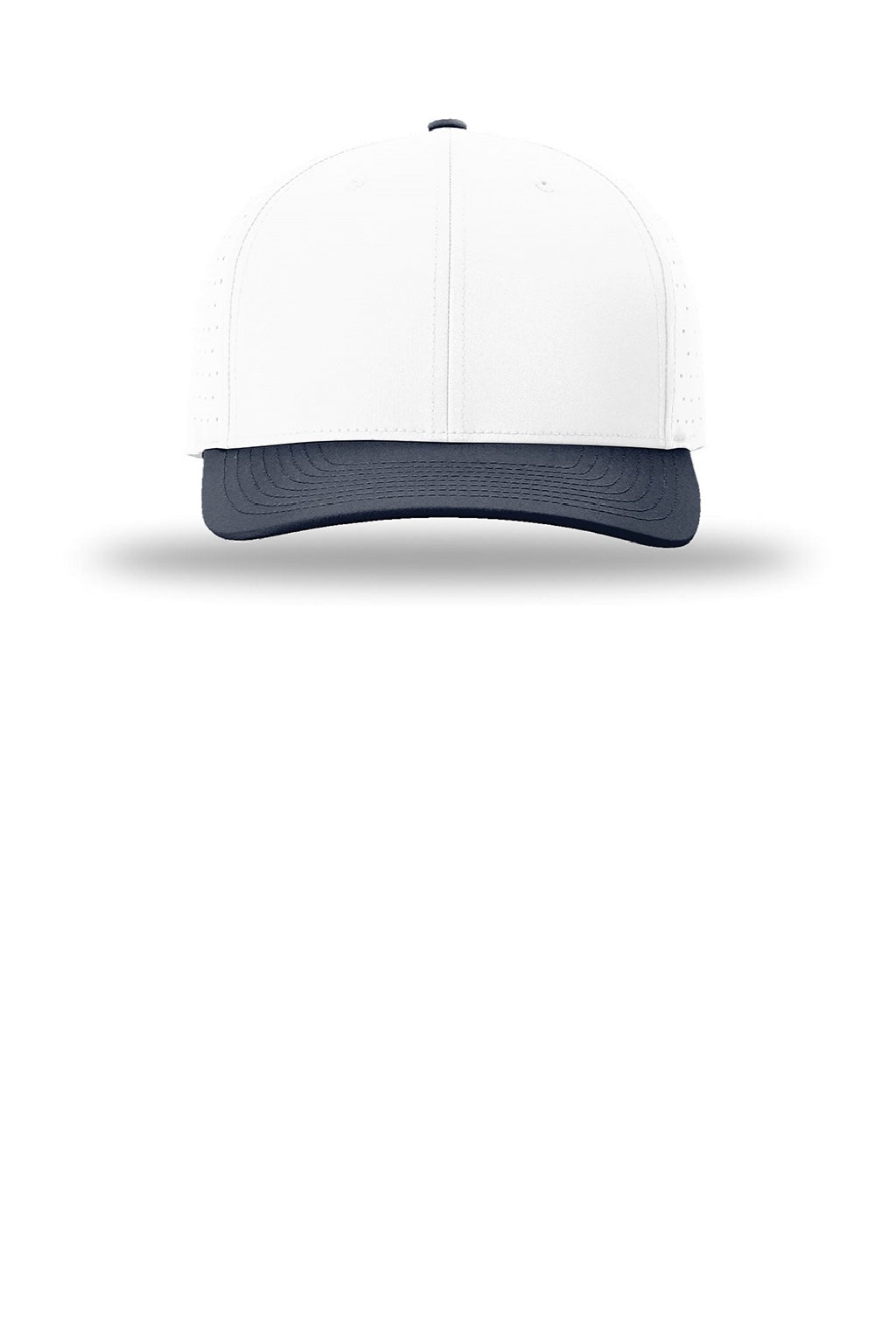 Richardson Hats 632 Mens Laser Perf R-Flex Moisture Wicking Snapback Hat White/White/Navy Blue Flat Front