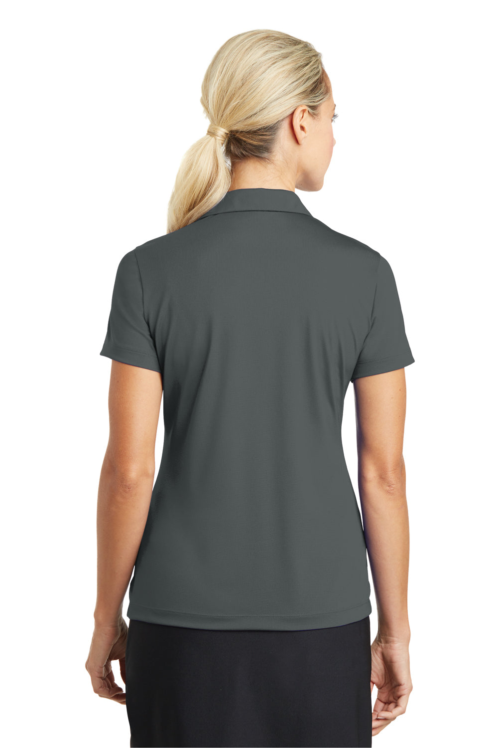 Nike 637165 Womens Dri-Fit Moisture Wicking Short Sleeve Polo Shirt Anthracite Grey Model Back