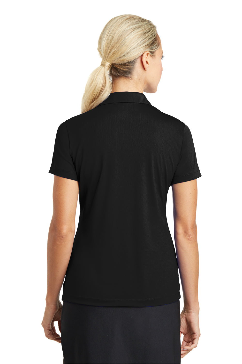 Nike 637165 Womens Dri-Fit Moisture Wicking Short Sleeve Polo Shirt Black Model Back