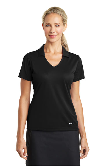 Nike 637165 Womens Dri-Fit Moisture Wicking Short Sleeve Polo Shirt Black Model Front