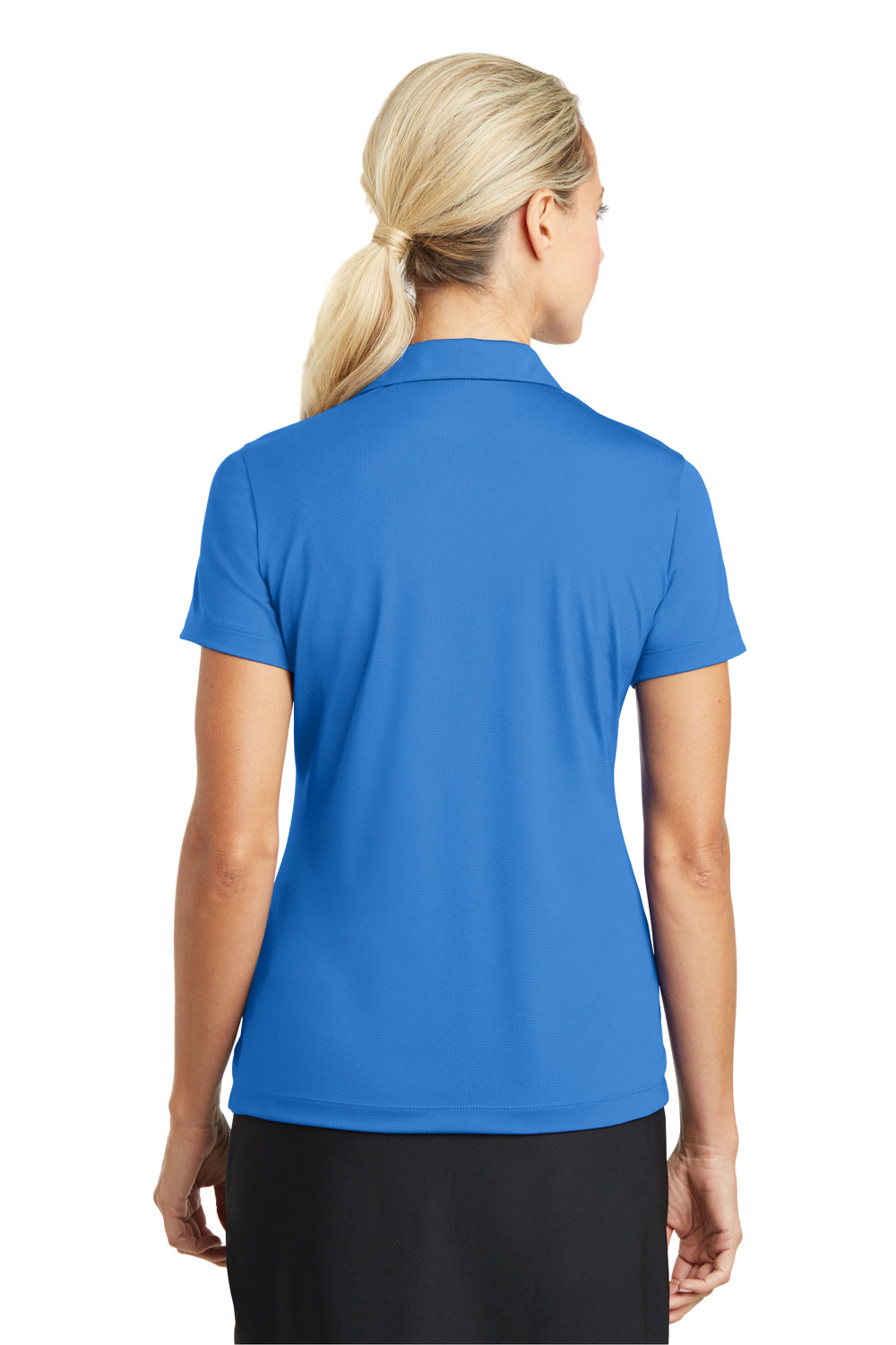 Nike 637165 Womens Dri-Fit Moisture Wicking Short Sleeve Polo Shirt Brisk Blue Model Back