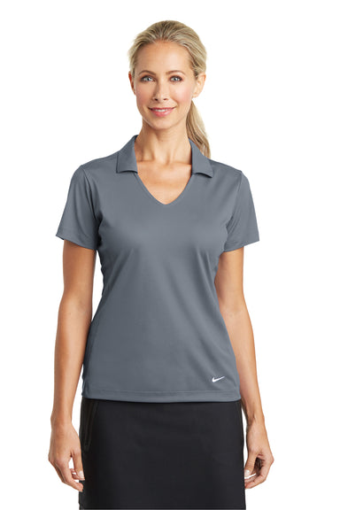 Nike 637165 Womens Dri-Fit Moisture Wicking Short Sleeve Polo Shirt Cool Grey Model Front