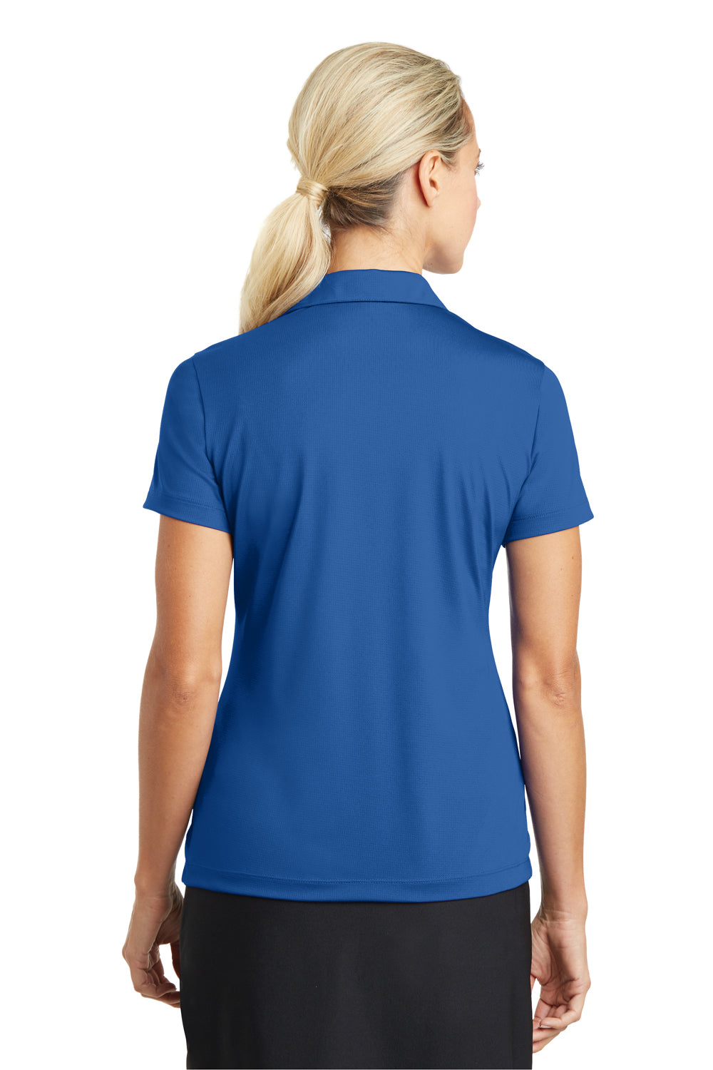 Nike 637165 Womens Dri-Fit Moisture Wicking Short Sleeve Polo Shirt Gym Blue Model Back