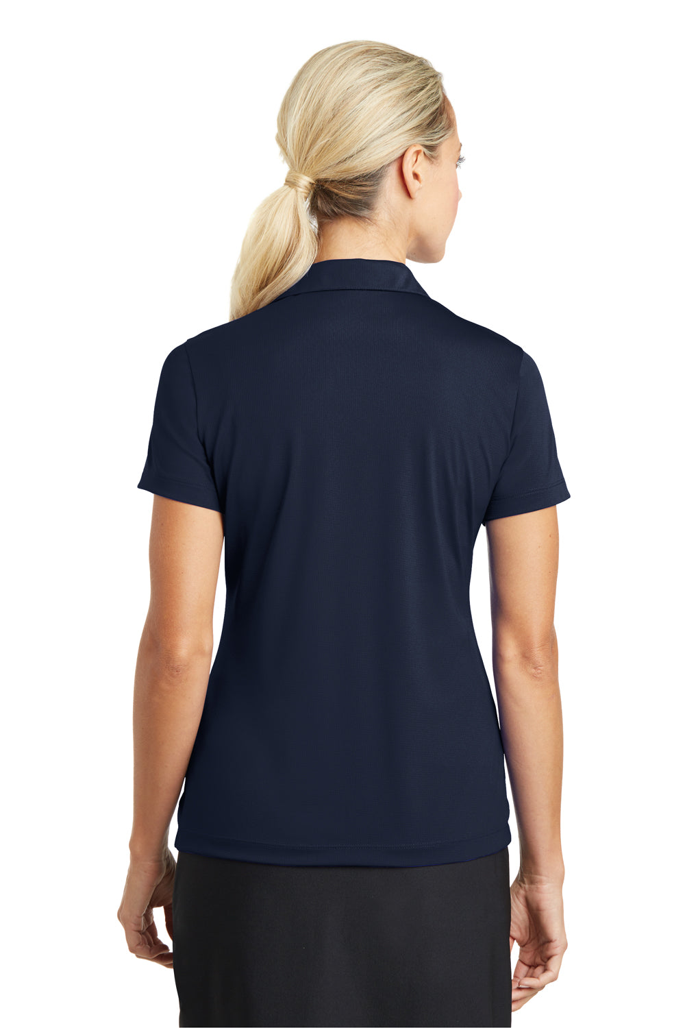 Nike 637165 Womens Dri-Fit Moisture Wicking Short Sleeve Polo Shirt Marine Blue Model Back