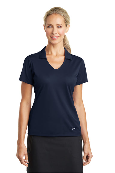 Nike 637165 Womens Dri-Fit Moisture Wicking Short Sleeve Polo Shirt Marine Blue Model Front